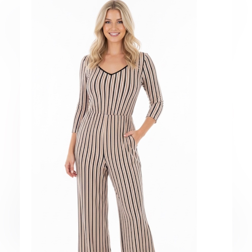 Chelsea & Violet striped pants romper size small